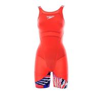 Speedo Women's Fastskin LZR Ignite Kneeskin | Tech Suit | Racewear | FINA Approved, Flame Red/Bolt/White, 20