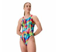 Speedo Womens FL Printed Leaderback Swimsuit - Swimming Costume - Multi