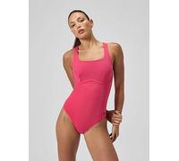 Speedo Women's Flex Band Swimsuit with Built in Swim Bra, Raspberry Fill, 34