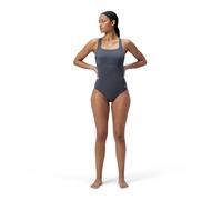 Speedo Women's Flex Band Swimsuit with Integrated Swim Bra | Swim FitneS | Training, Grey Lead/Black, 3030