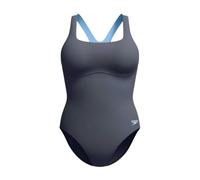 Speedo Women's Flex Band Swimsuit with Integrated Swim Bra | Swim Fitness | Training, Grey Lead/Black, 32