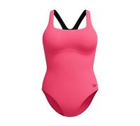 Speedo Women's Flex Band Swimsuit with Integrated Swim Bra | Swim Fitness | Training, Raspbery Fill/Vermilion/Punch, 40
