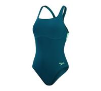 Speedo Women's Flex Band Swimsuit with Integrated Swim Bra | Swim Fitness | Training, Dark Teal/Harlequin Green, 30/6 B-D