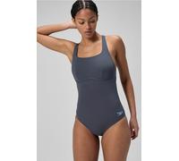 Speedo Women's Flex Band Swimsuit with Integrated Swim Bra | Swim Fitness | Training, Grey Lead/Black, 40