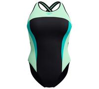 Speedo - Women's High Neck Splice Crossback Swimsuit - Swimsuit size 8, black