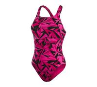 Speedo Women's Hyperboom Allover Medalist Swimsuit,Quick Drying, Fitness, Chlorine Resistant, Black/Electric Pink/Ecstatic Pink, 30
