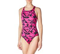 Speedo Women's Hyperboom Allover Medalist Swimsuit,Quick Drying, Fitness, Chlorine Resistant, Black/Electric Pink/Ecstatic Pink, 30