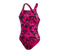 Speedo Women's Hyperboom Allover Medalist Swimsuit,Quick Drying, Fitness, Chlorine Resistant, Black/Electric Pink/Ecstatic Pink, 30