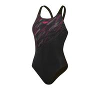 Speedo Womens HyperBoom Placement Muscleback Swimsuit Black/Pink/Charcoal 32