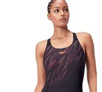 Speedo Hyperboom Placement Muscleback Swimsuit Black UK 32 Woman