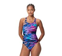 Speedo Hyperboom Print Medalist Swimsuit Blue UK 34 Woman