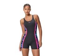 Speedo Womens Hyperboom Splice Muscleback Legsuit Swimsuit Swimming Costume Anthracite/Margarita Pink Size Size 40" Approx UK 16