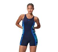 Speedo Women's Hyperboom Splice Muscleback Swim Legsuit, Navy Blue/Blue, 32