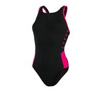 Speedo Women's HyperBoom Splice Muscleback Swimsuit | Classic Design | Quick Drying | Training | Fitness | Chlorine Resistant, Black/Electric Pink, 28