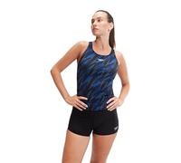 Speedo Women's Hyperboom Tankini | Quick Drying | Training | Fitness | Chlorine Resistant, Black/True Cobalt/Curious Blue, 28