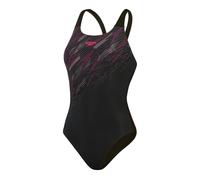 (34 in, Black/Pink) Speedo Womens/Ladies Hyperboom Placement Muscleback One Piece Swimsuit