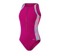 Speedo Womens/Ladies Panel Half Zip One Piece Swimsuit