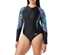 Speedo Women's Long Sleeve Paddle Suit, Black/Hypersonic/Pool/Fluo Pink/White, 36