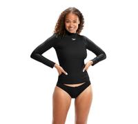 Speedo Women's Long Sleeve Sun Protection Rash Top | UV Protection | Rash Guard, Black, One Size
