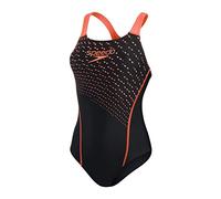 Speedo Women's Medley Logo 1 Piece Swimsuit | Classics | Medalist Style, Black/Siren Red, 30