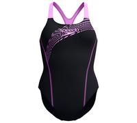 Speedo Women's Medley Logo Swimsuit Swimming Costume Neon Violet Size 38" Approx UK 16