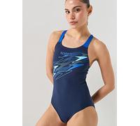 Speedo Womens Medley Logo Medalist Swimsuit Swimming Costume Peacoat/Deep Sapphire Size 36" Approx UK 12