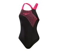 Speedo Womens Medley Logo Swimming Costume Black Electric Pink