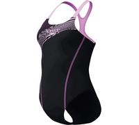 Speedo Women's Medley Logo Swimsuit Swimming Costume Neon Violet Size 40" Approx UK 18