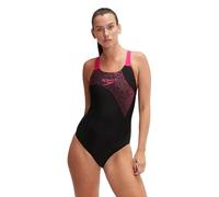 Speedo Womens Medley Medalist Swimsuit Black/Pink 14