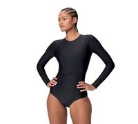 Speedo Women's Ocean Flex Long Sleeve Zipped One Piece Swimsuit, Black, L