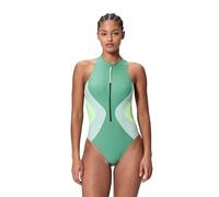 Speedo Women's Ocean Flex Zip One Piece Swimsuit, Green, XL
