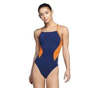 Speedo Women's One Piece Endurance+ Cross Back Solid Adult Team Colors, Spark Navy/Orange, 8