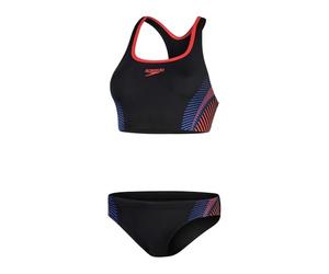 Speedo Womens Placement Bikini 2 Piece Swimsuit Black/red 12