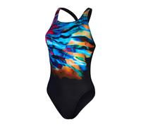 Speedo Womens Placement Digital Marble Swimsuit in .Black/Blue - Size 2XS