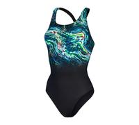 Speedo Womens Placement Digital Marble Swimsuit in .Black/Blue - Size 2XS