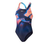 Speedo Women's Placement Digital Powerback Swimming Costume Navy Red