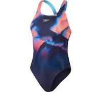 SPEEDO Women's Placement Digital Powerback Swimming Costume Navy Red Size Uk 40