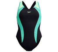 Speedo Women's Placement Laneback Swimsuit Swimming Costume Blue Green Size 42" Approx UK 18
