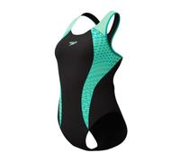 Speedo Women's Placement Laneback Swimsuit Swimming Costume Blue Green Size 44" Approx UK 20