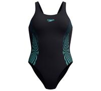 Speedo Women's Placement Muscleback Swimsuit Swimming Costume Dark Teal Size 34" Approx UK 12