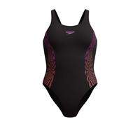 Speedo Womens Placement Muscleback Swimsuit - Swimming Costume - Black/Violet