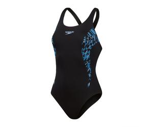 Speedo Womens Placement Muscleback Swimsuit True Navy Swimming Costume