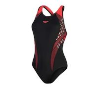 Speedo Womens Plmt Pt Lnbk Swimsuit Black/Red 34