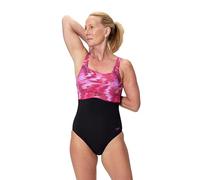 Speedo Women's Print Contour Eclipse One Piece Swimsuit, Black/Dark Pink, 44
