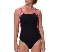 Speedo Women's Print Luna Lustre One Piece Swimsuit, Black, 46