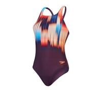 Speedo Womens Print Medal One Piece Swimsuit Plum/Red 10