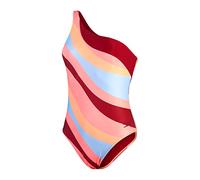Speedo Women's Printed Asymetric Red Orange Swimsuit Swimming Costume