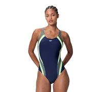 Speedo Womens Quantum Rib Splice Swimsuit Swimming Costume Peacoat/Pale Clover Size Size 38" Approx UK 14