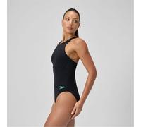 Speedo Women's Racer Zip Swimsuit | Swim FitneS | Soft Feel | Premium Swimwear, Anthracite, 3434