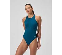 Speedo Womens Racer Zip Swimsuit With Built In Swim Bra - Blue, Green, Size 8, Women Green